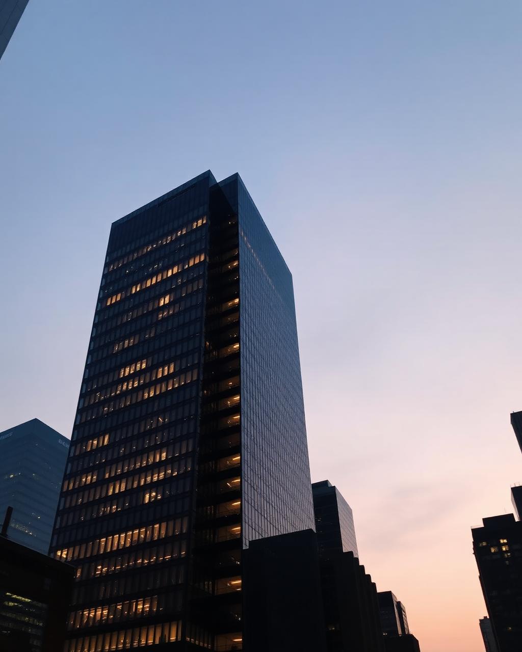 Arquitectura del distrito financiero al atardecer